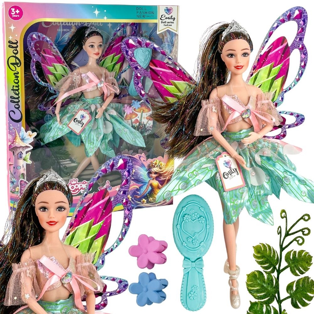Lalka Woopie Royal Emi Fairy z kolorowymi skrzydłami i szczotką do włosów