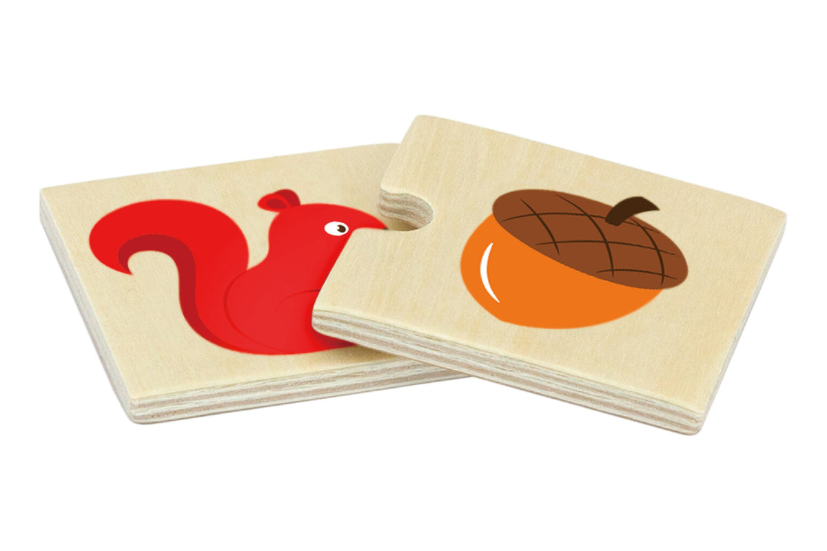 Dřevěné puzzle Viga Nakrmte zvíře Co zvířata jedí Puzzle