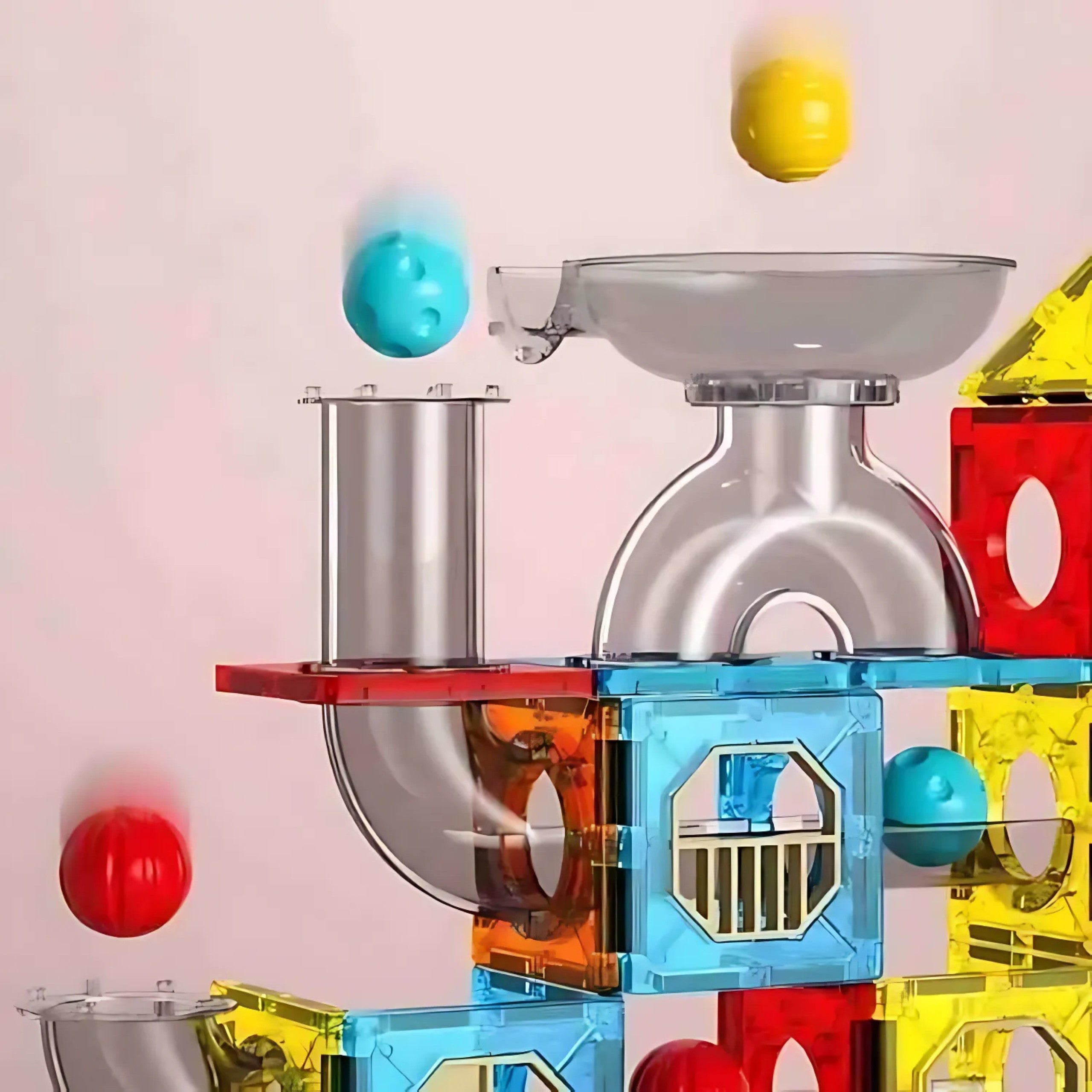 Woopie Bloques de construcción magnéticos Juego educativo 3D Pista de bolas 113 piezas.