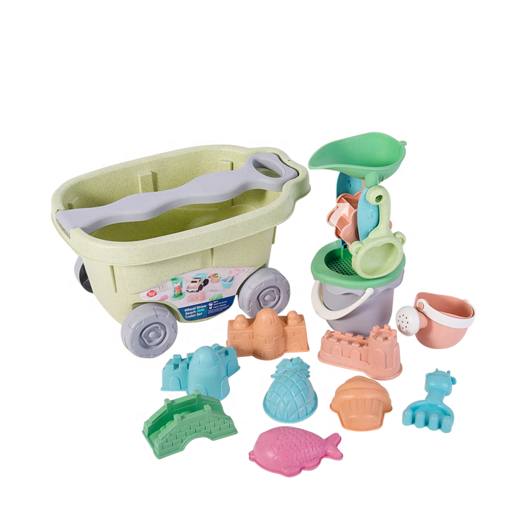 Woopie Green Sand Play Set With Cart 13 Píosa Ábhar Orgánach In-bhithdhíghrádaithe