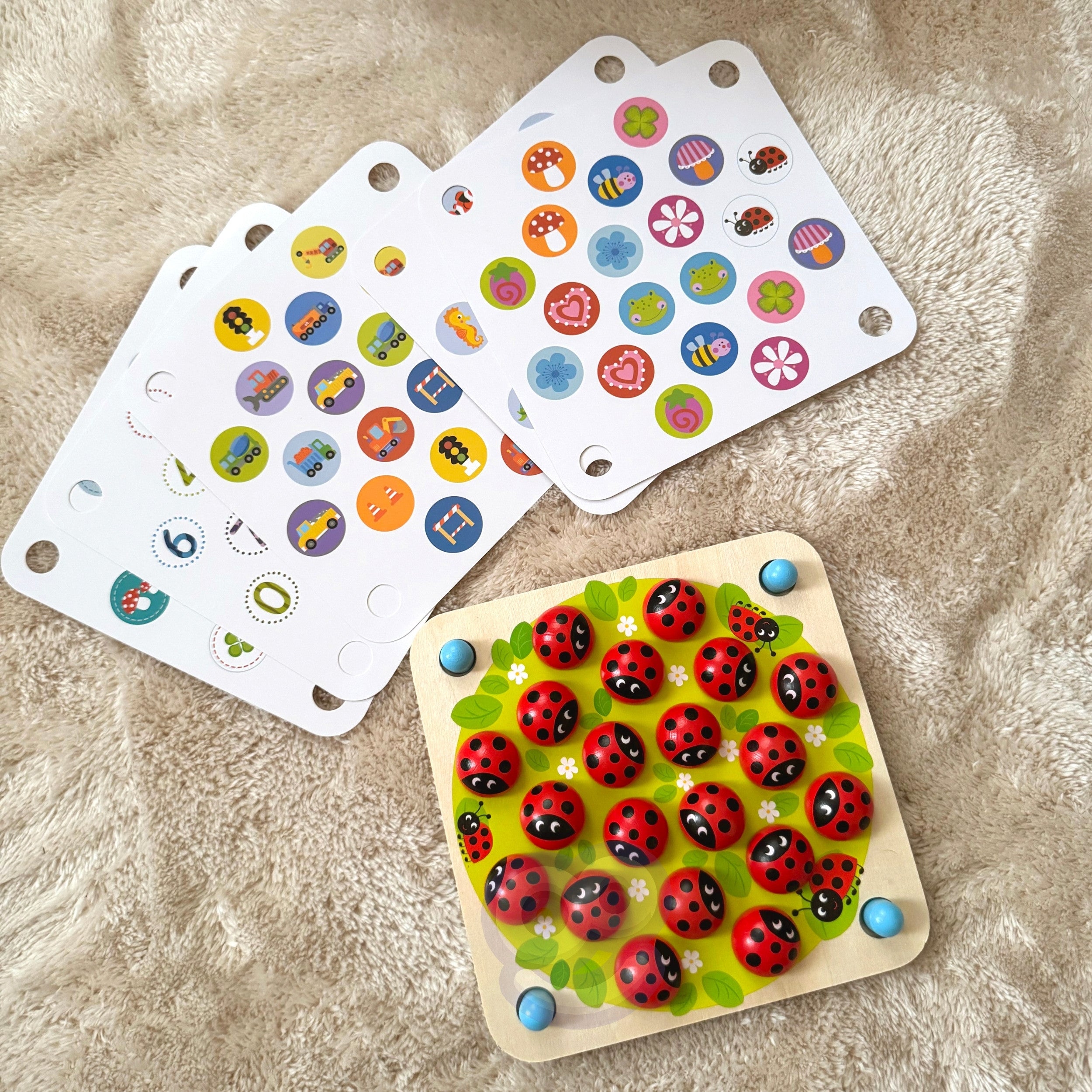 Woopie Green Memory Wooden Educational Memory Game Ladybug Puzzle