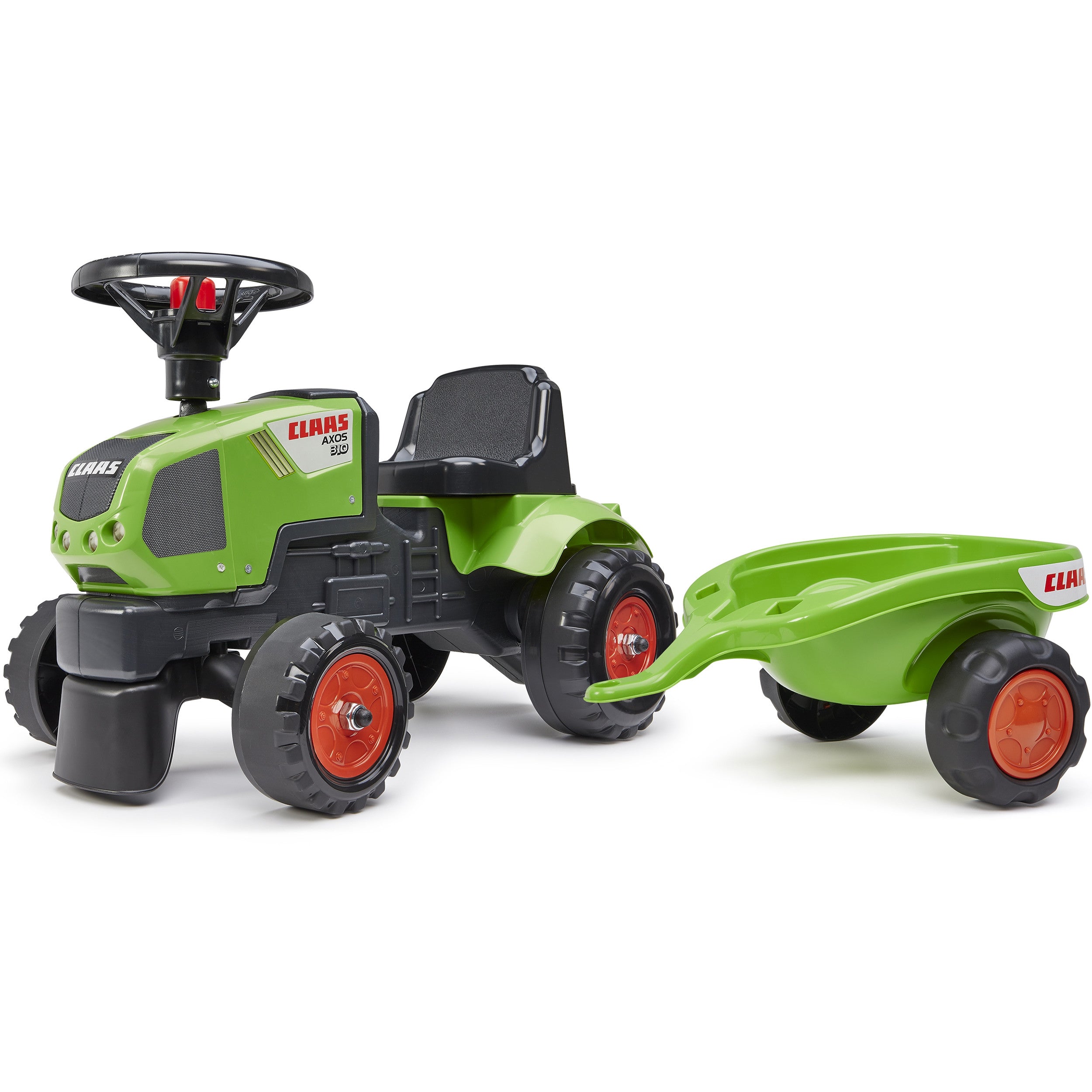 Falk Baby Claas Axos 310 Grüner Traktor mit Anhänger ab 1 Jahr