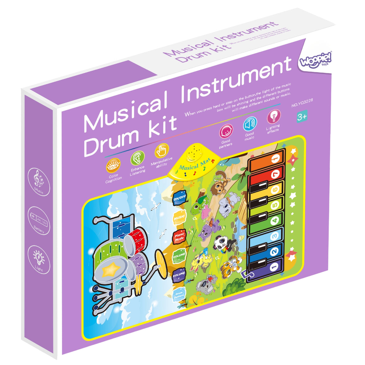 Woopie Musical Mat Animals Piano interativo e bateria 2 em 1