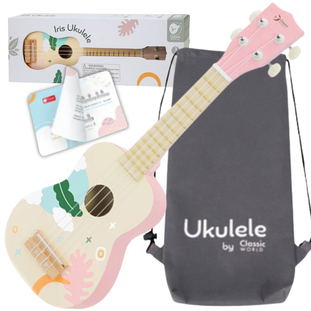 Classic World Wooden Ukulele Guitar For Kids Pink