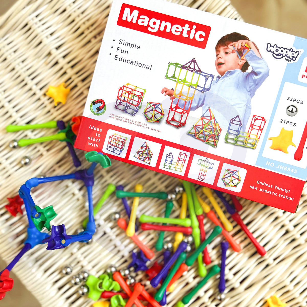 Blocuri de construcție magnetice Woopie Puzzle creativ 110 buc.