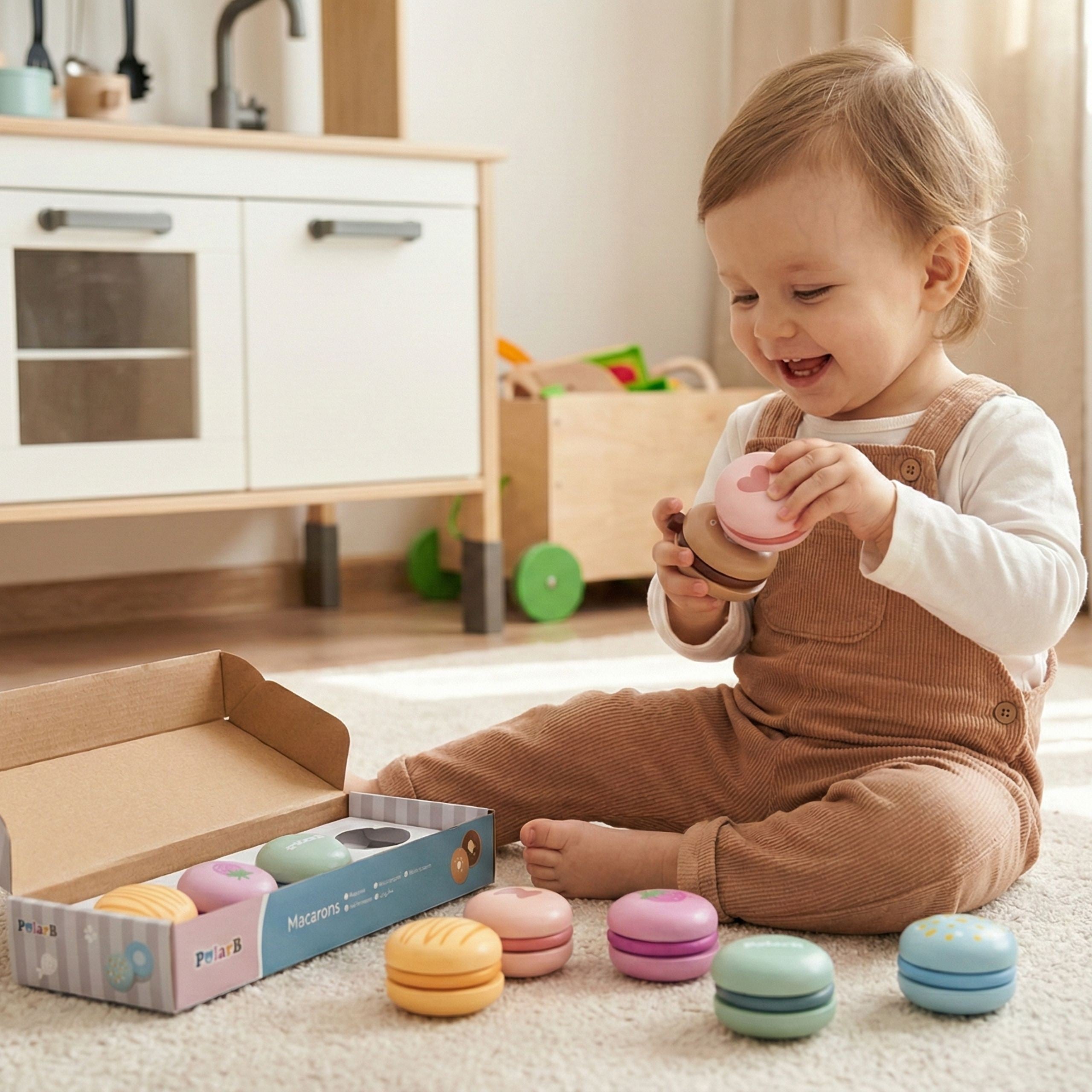Viga Polarb Fianáin Adhmaid Fianáin Milseogra Socraigh Macaroons