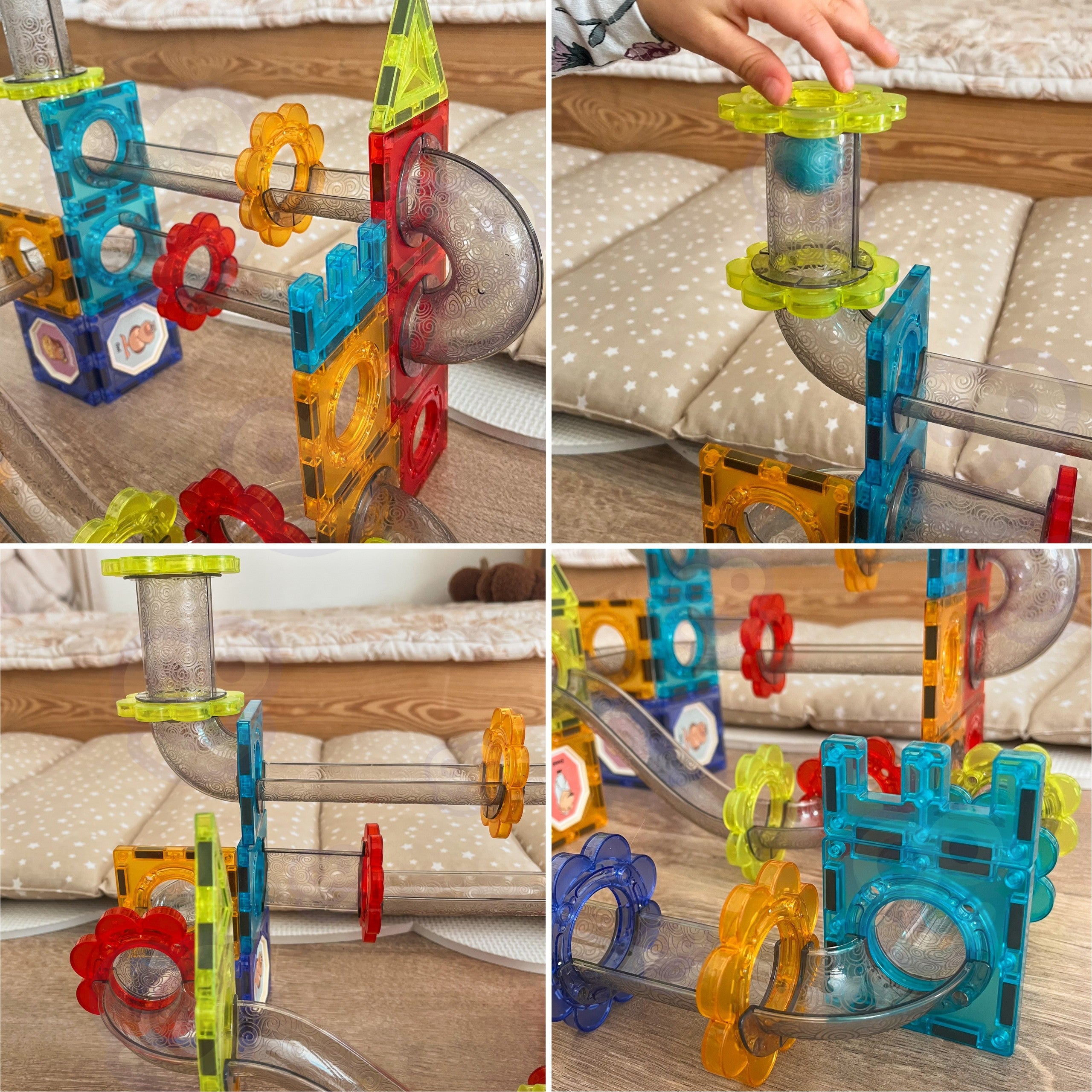 Woopie Bloques de construcción magnéticos Juego educativo 3D Pista de bolas 113 piezas.