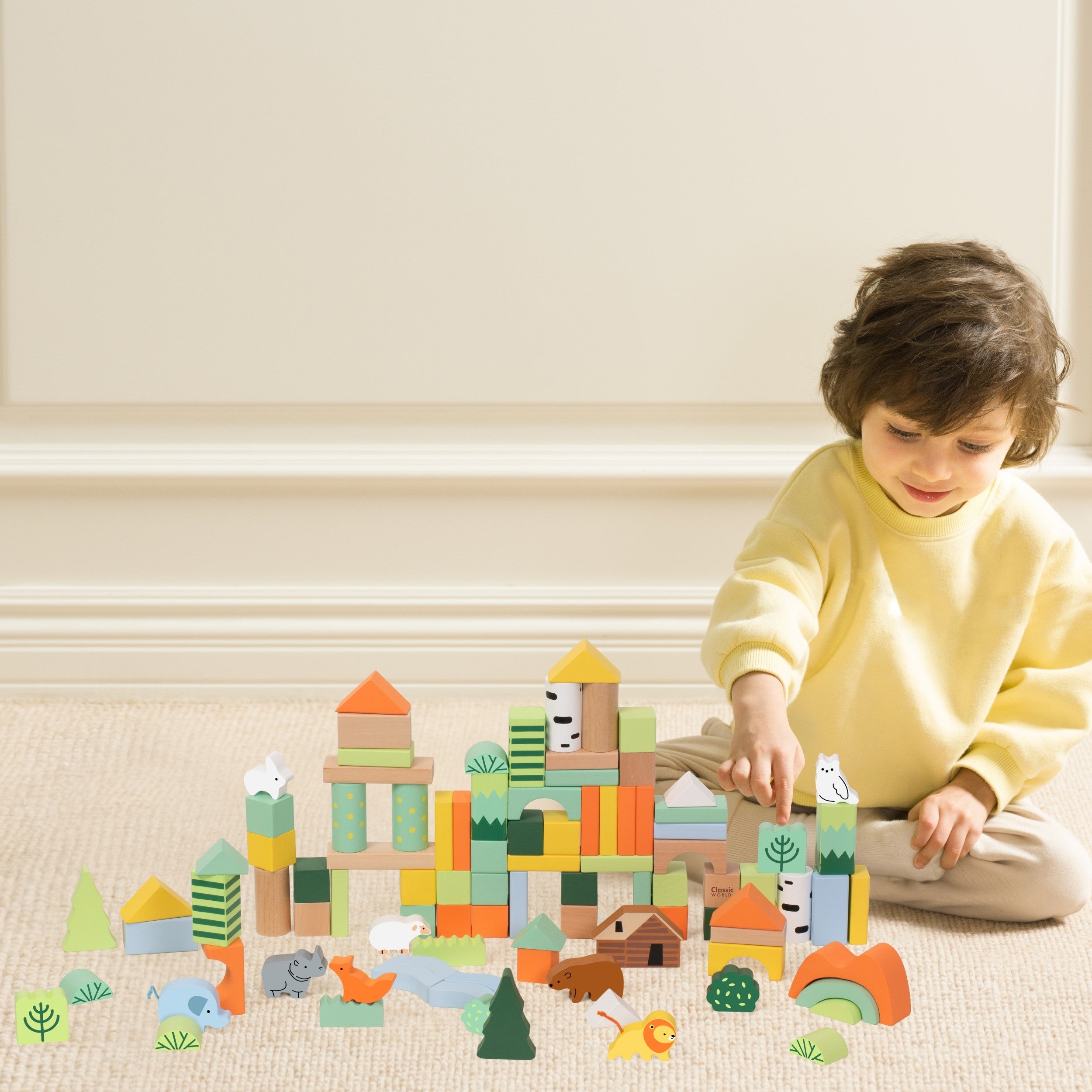 Classic World Set Of Wooden Blocks Forest World 100 Pcs.