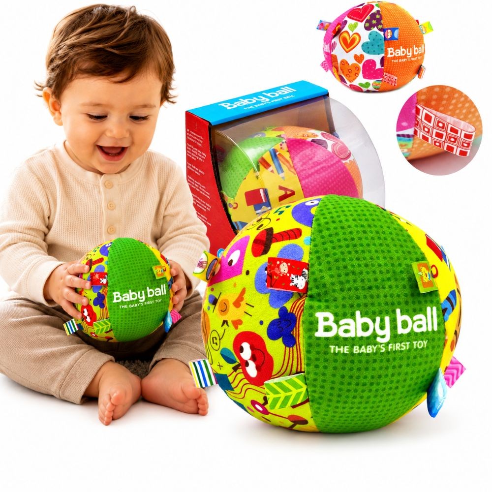Woopie Baby Soft Sensory Ball Etichetă Lady Cu Cusut Pentru copii mici + Sunet