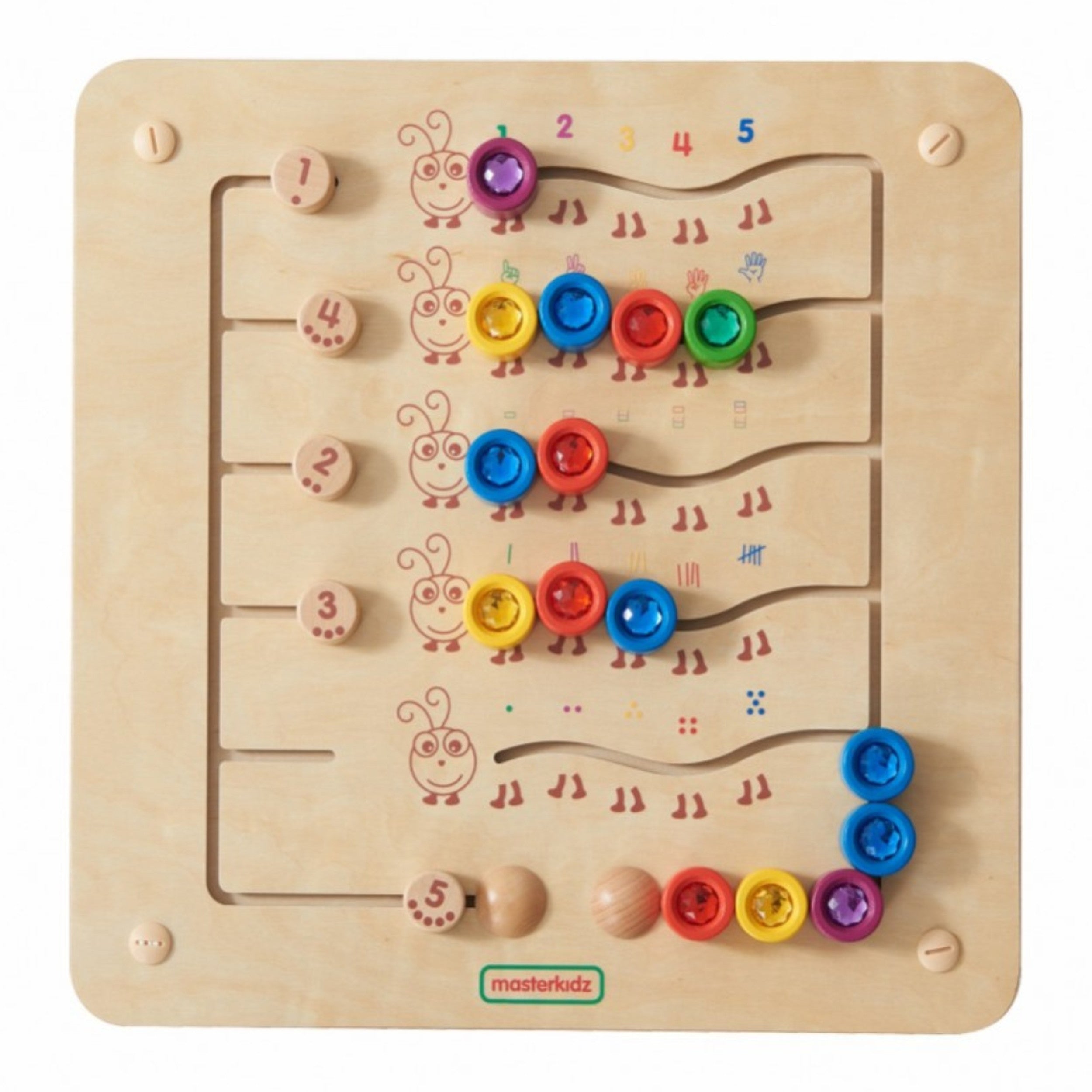 Masterkidz Colorful Caterpillars Learning Numbers And Quantities - Монтесори Образователна стенна дъска