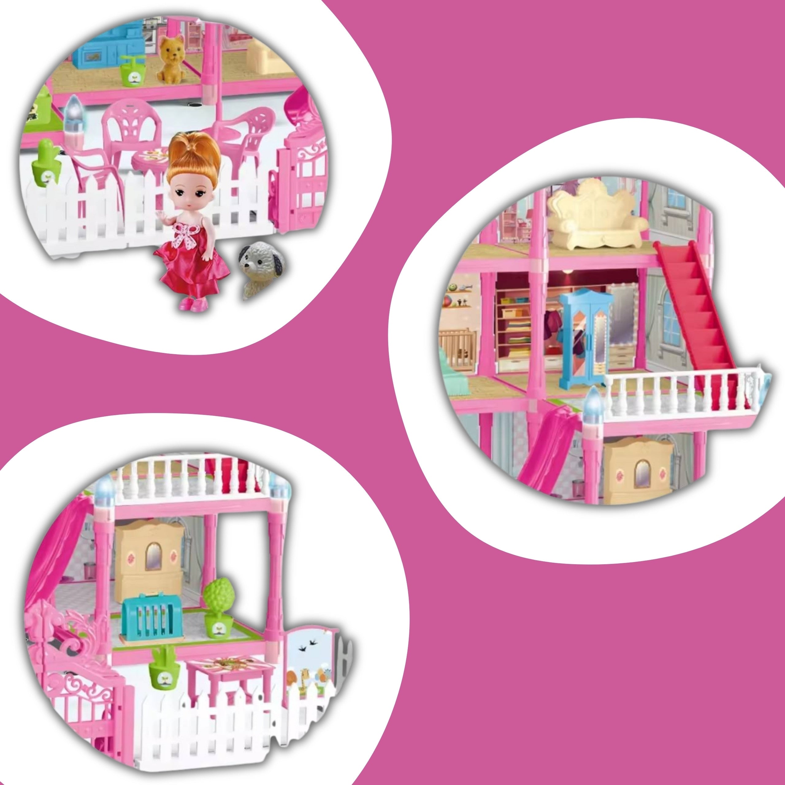 Woopie Dollhouse Villa met accessoires en verlicht popje 275 stuks.