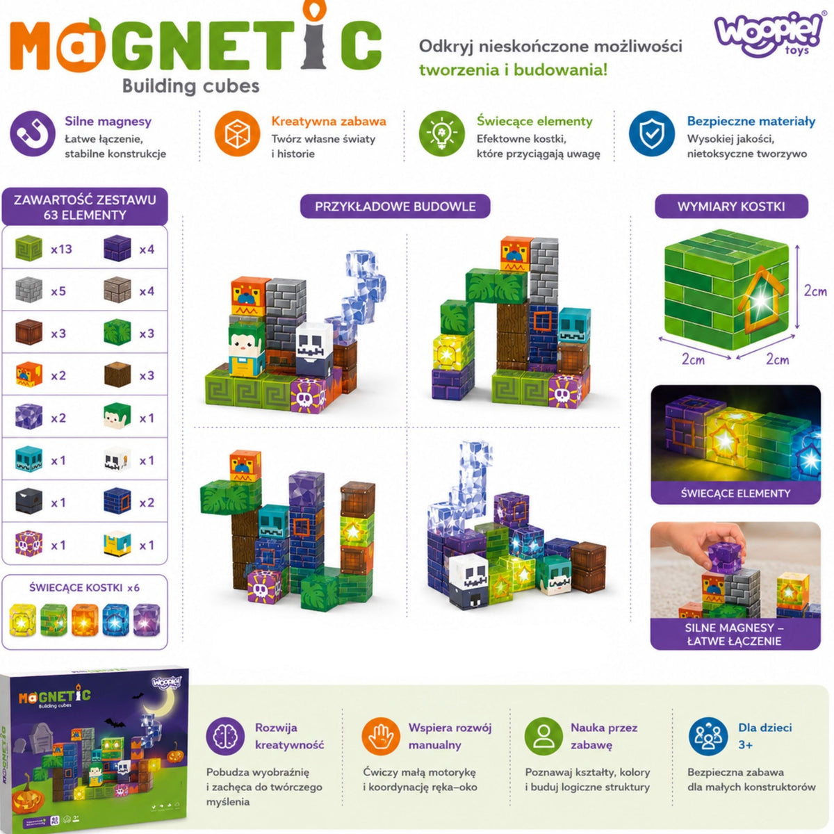 Woopie Magnetic Blocks Glowing Halloween 63 Pcs.