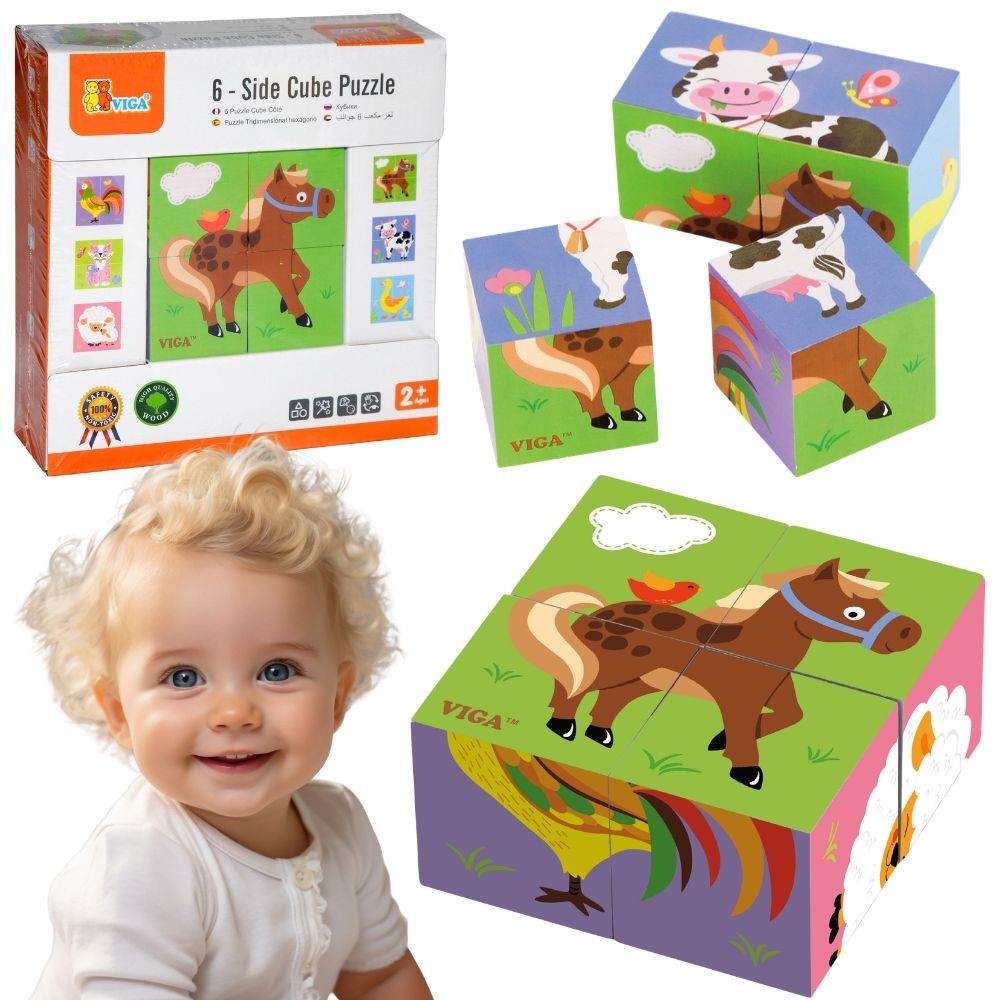 Viga Wooden Puzzle Farm 4 Blocks