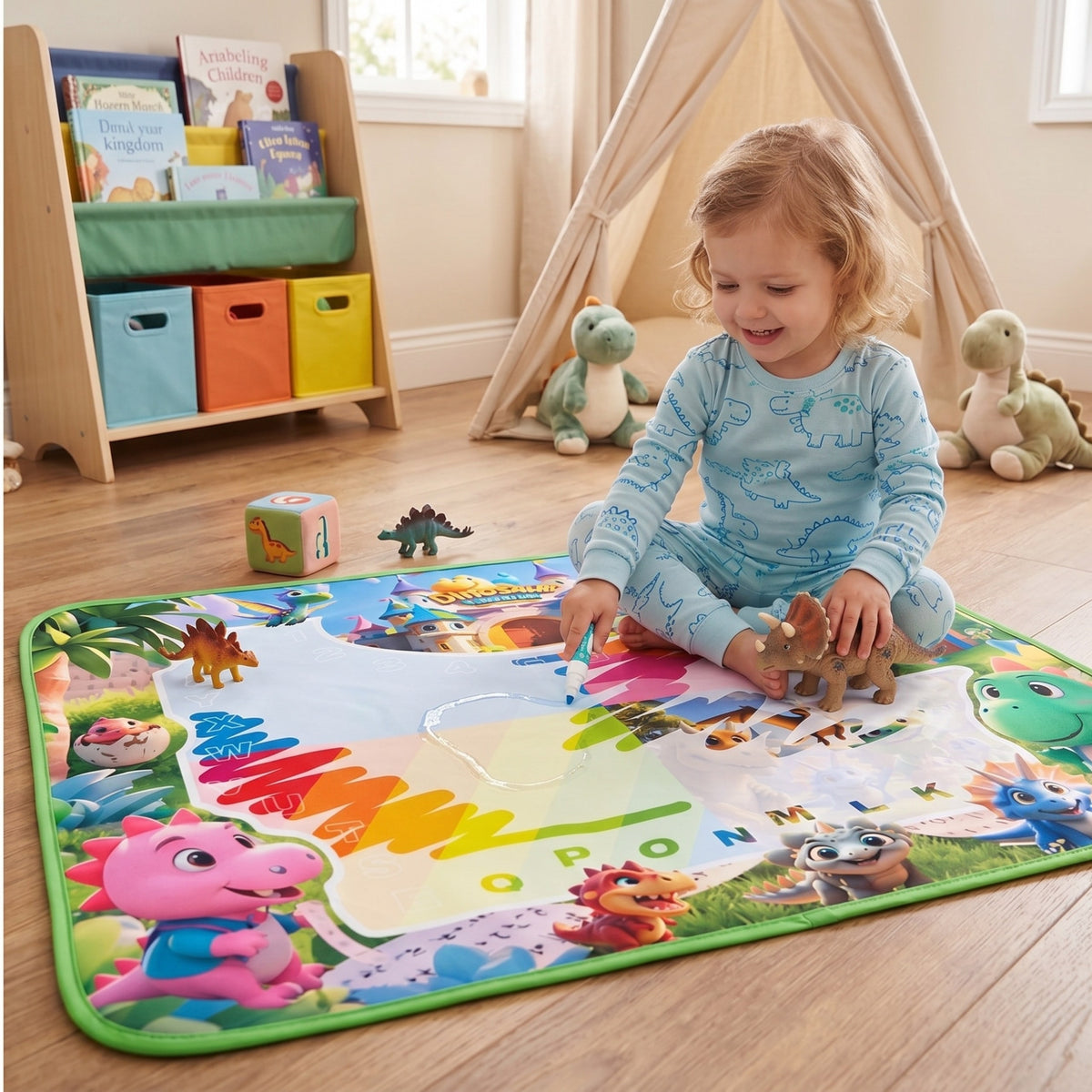 Woopie waterverfmat voor kinderen met dinosaurussen + accessoires