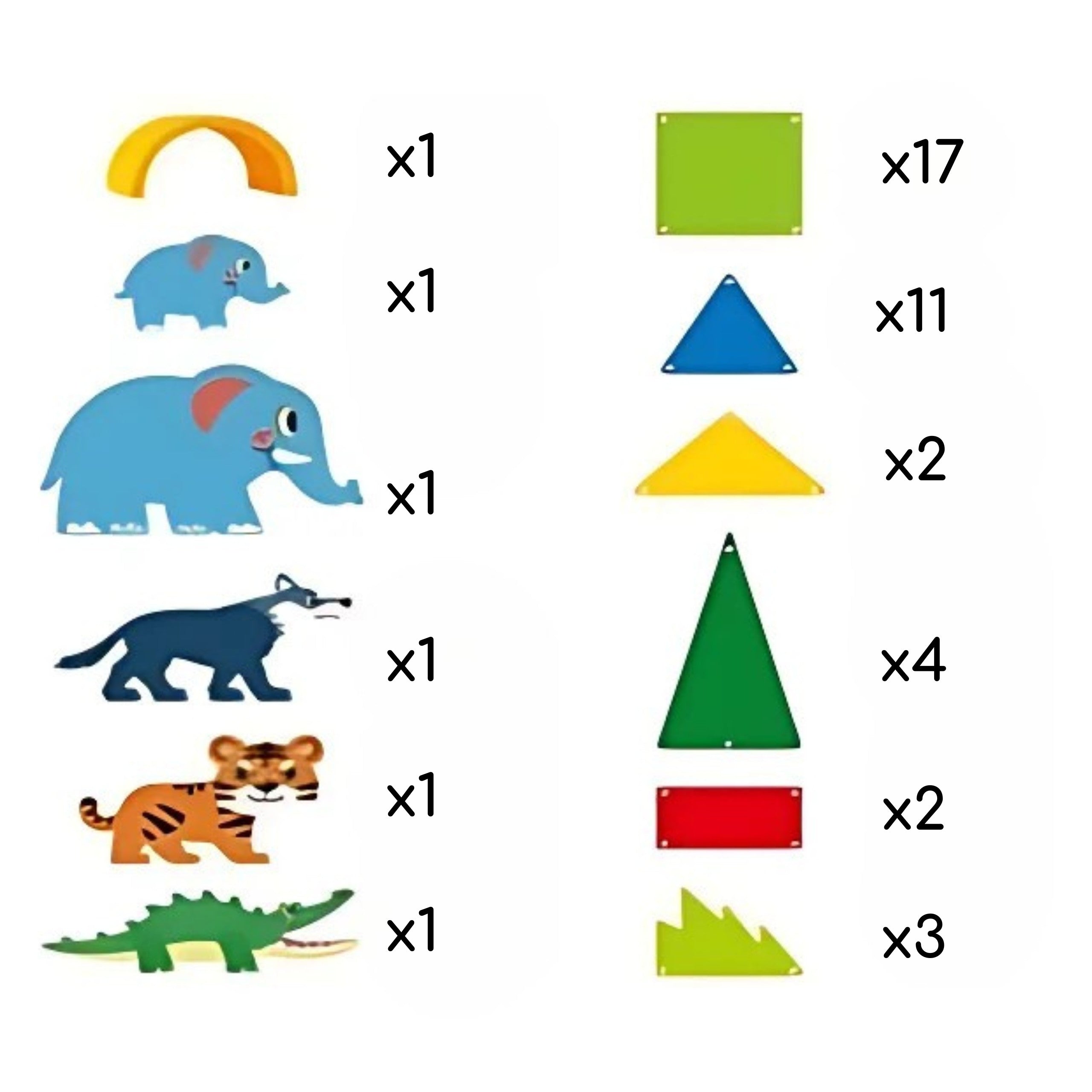Woopie mágneses építőkockák 3D oktatási készlet dzsungel állatokhoz 45db.