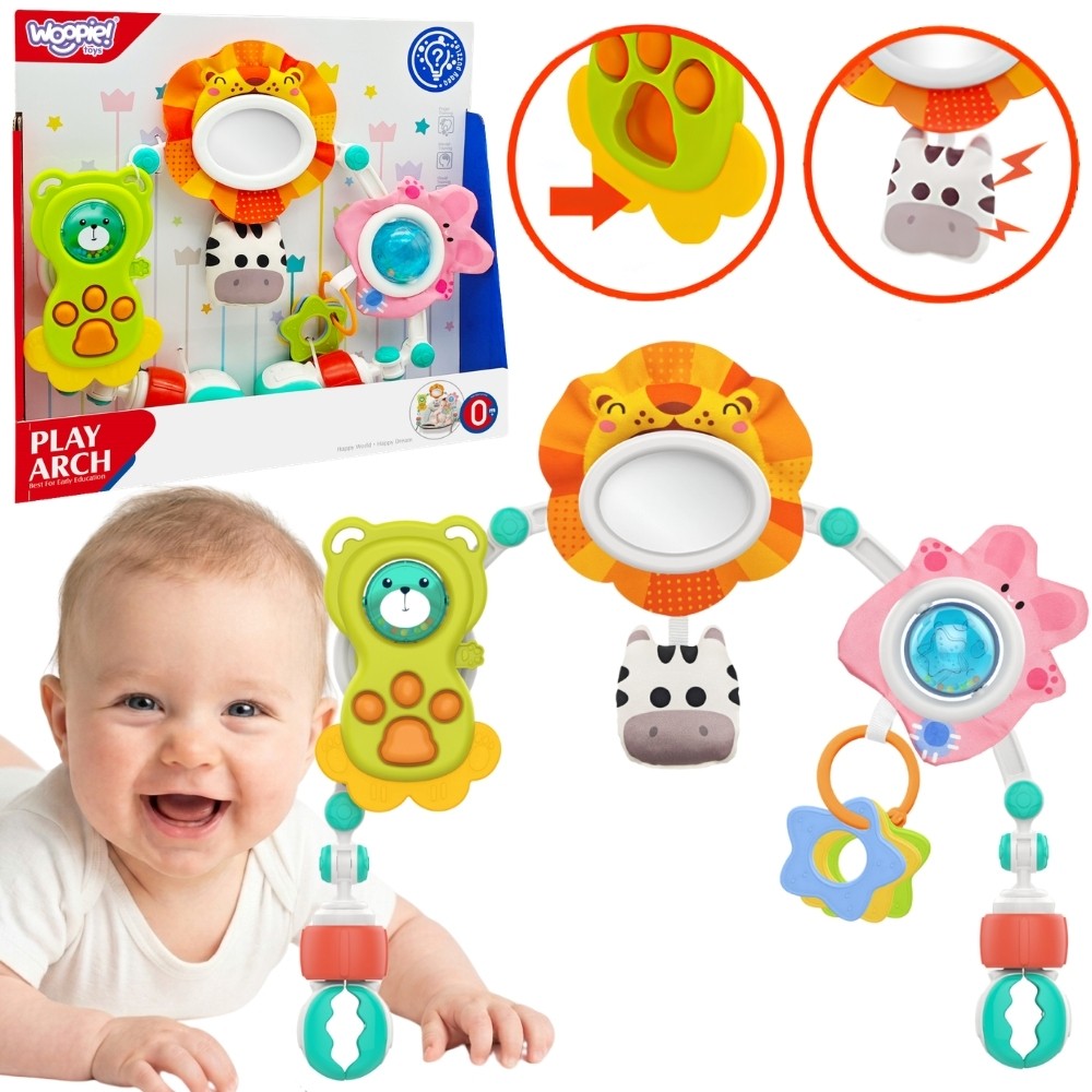 Woopie Baby Sensory Arch For Crib And Stroller Animals Lion Bear
