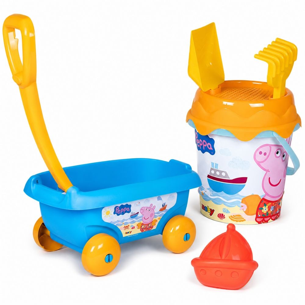 Количка за пясък Smoby Peppa Pig с кофа и аксесоари