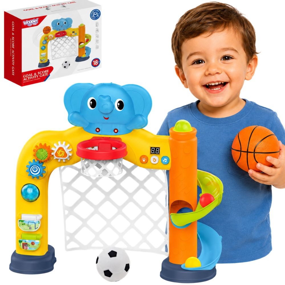 Woopie Baby Interactive Sports Center 2 În 1: Țel și Coș cu Elefant