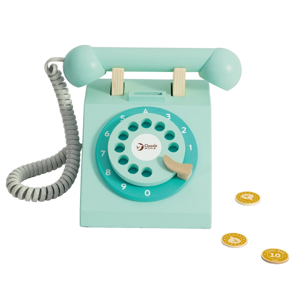 Classic World Klassisk trätelefon för barn 4 st.