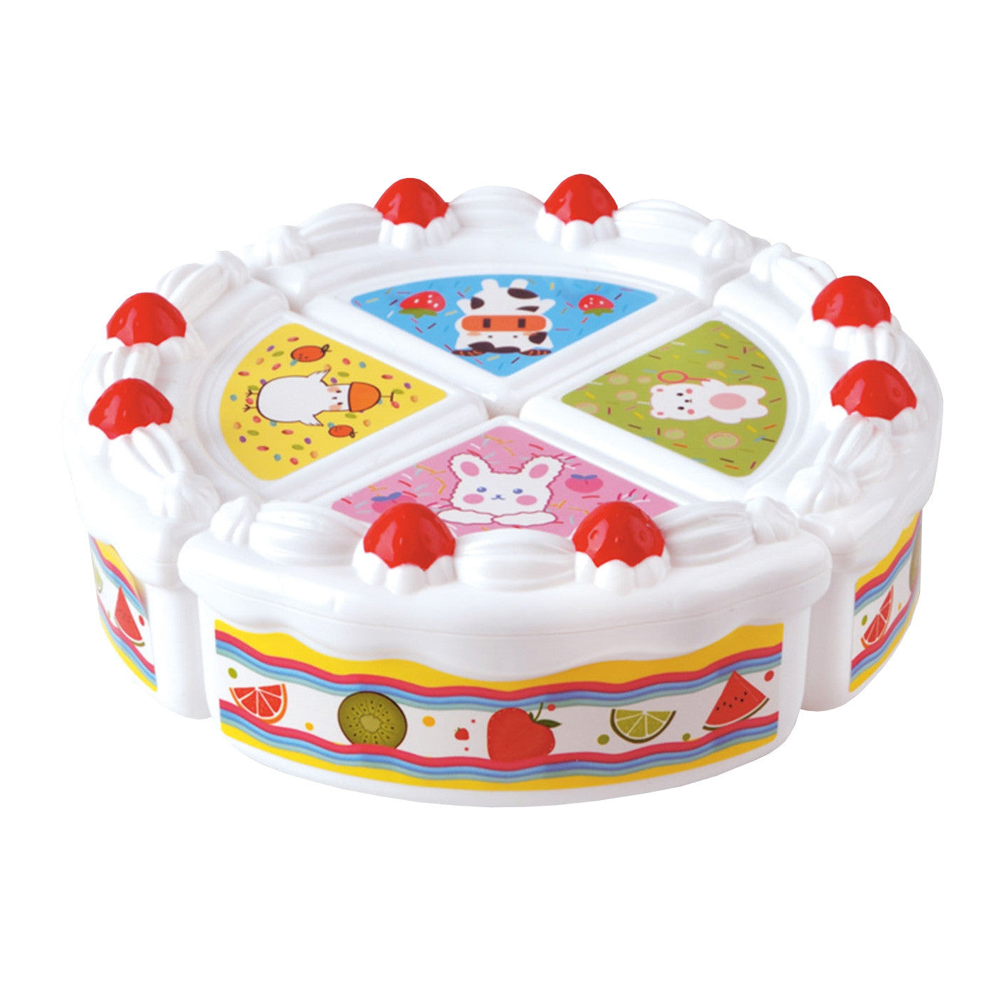 Woopie Verjaardagstaart En Gesneden Fruit Met Snoepjes