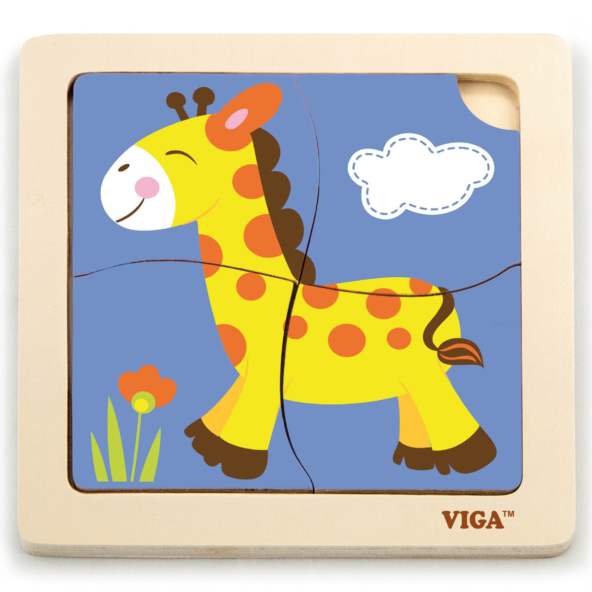 Drewniane puzzle z żyrafą Viga