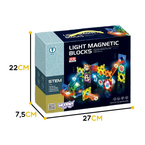 Woopie Bloques magnéticos Luz de riel de bola 49 piezas.