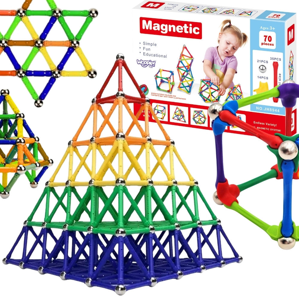 Woopie magnetische constructieblokken creatieve puzzel 70 stuks.