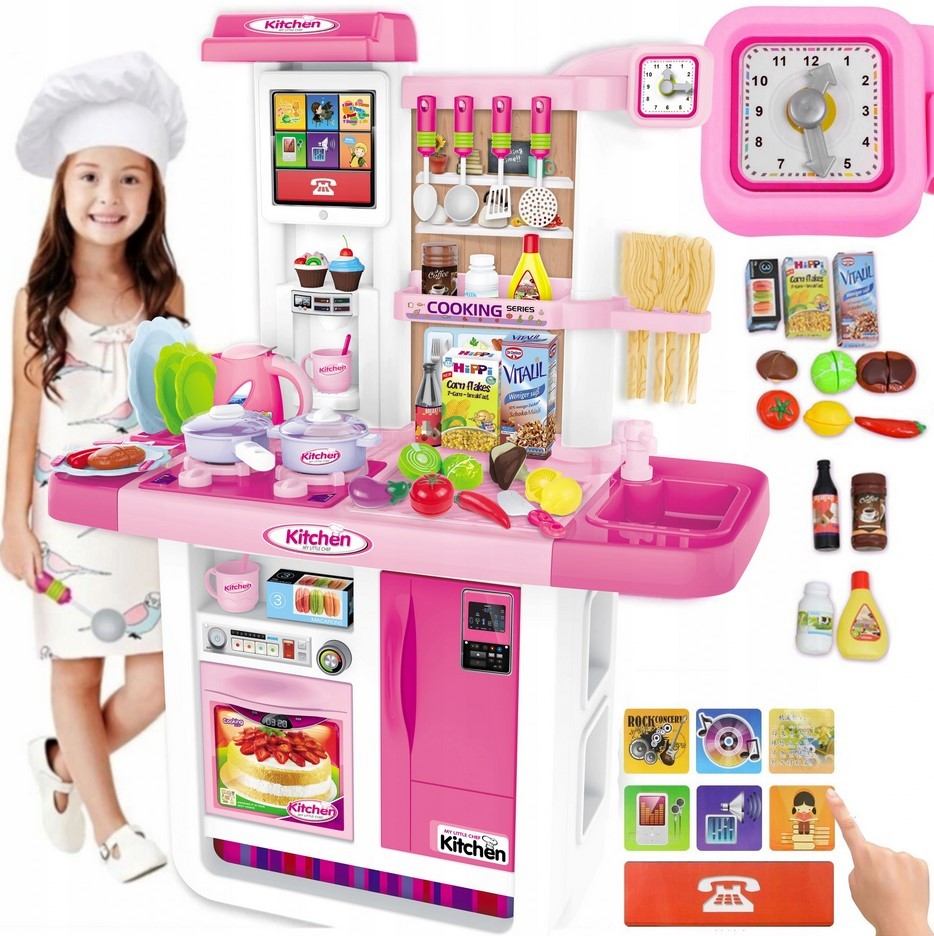 Woopie Kitchen My Little Chef Touch Panel With Sound Water Circulation Pink