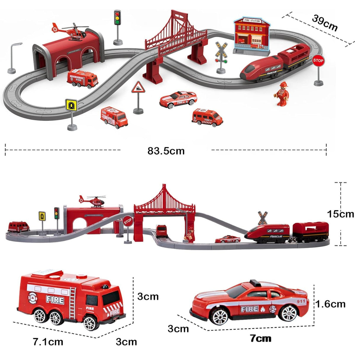 Woopie Pendolino Coffret Train Électrique Pompiers 66pcs.