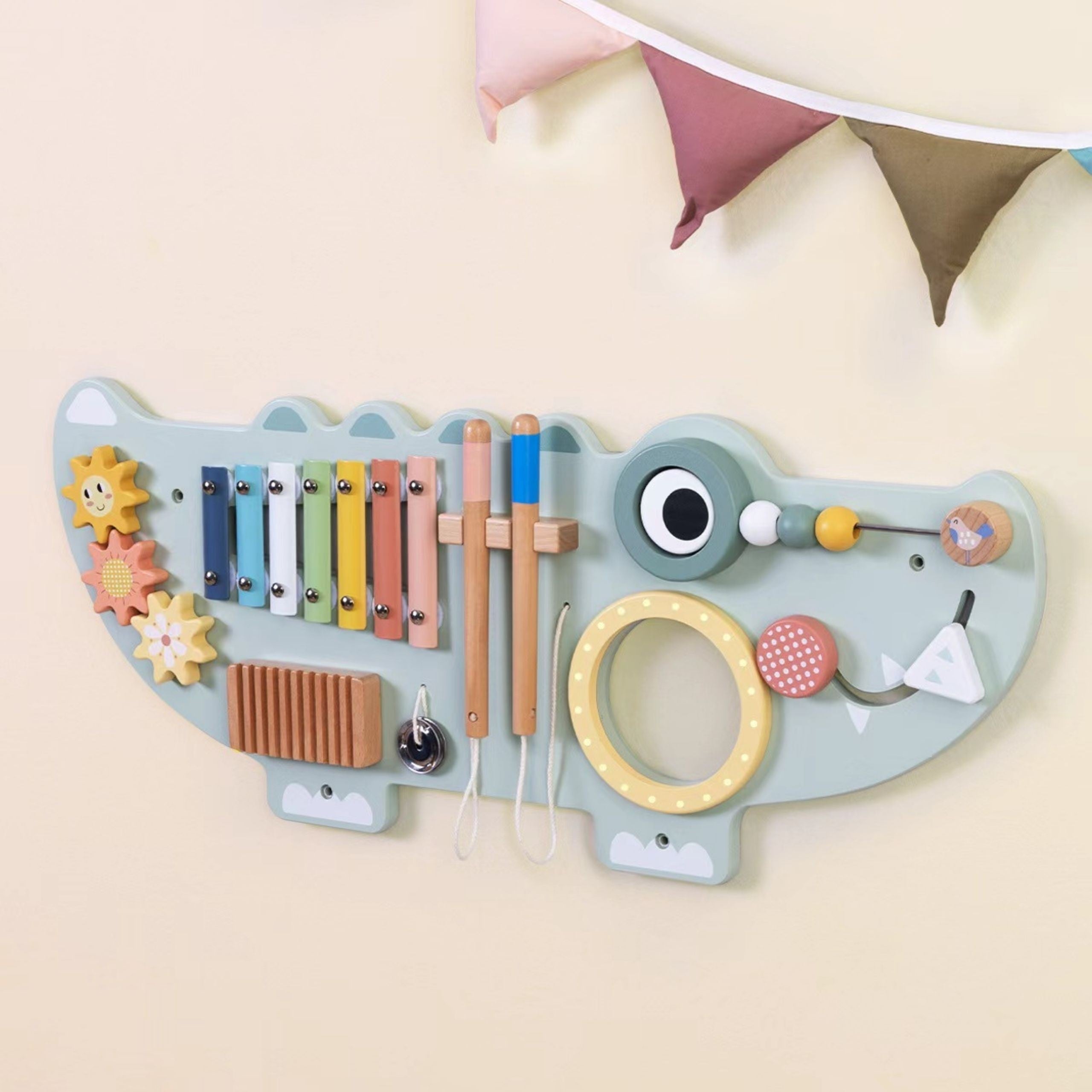 Tooky Toy Дървена манипулативна дъска Крокодил 3 бр.