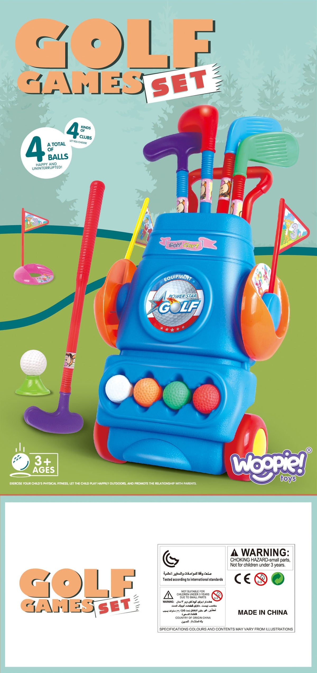 Golfová súprava Woopie + stojan na príslušenstvo na kolieskach