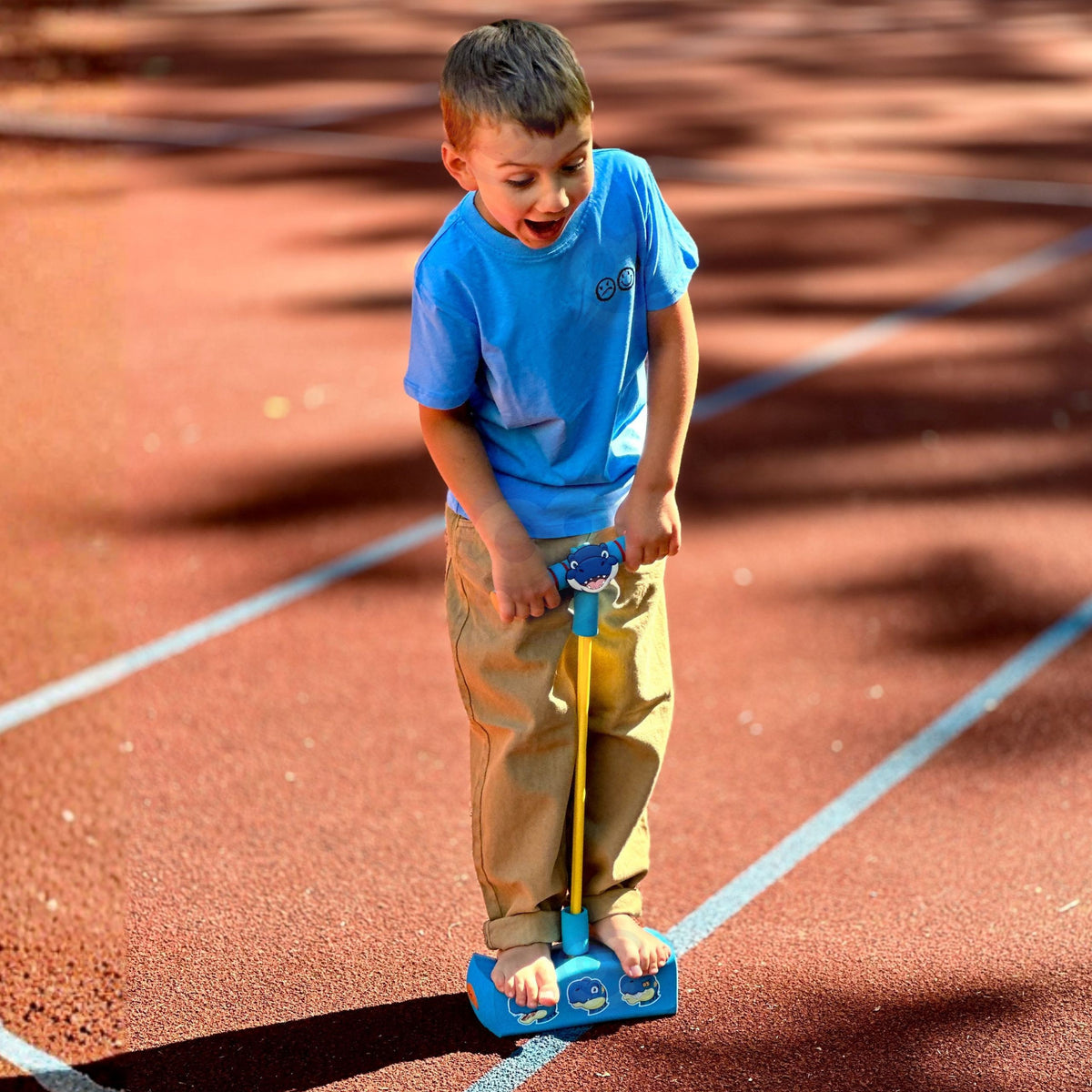 Woopie Foam Pogo Jumper til børn Blå dinosaur
