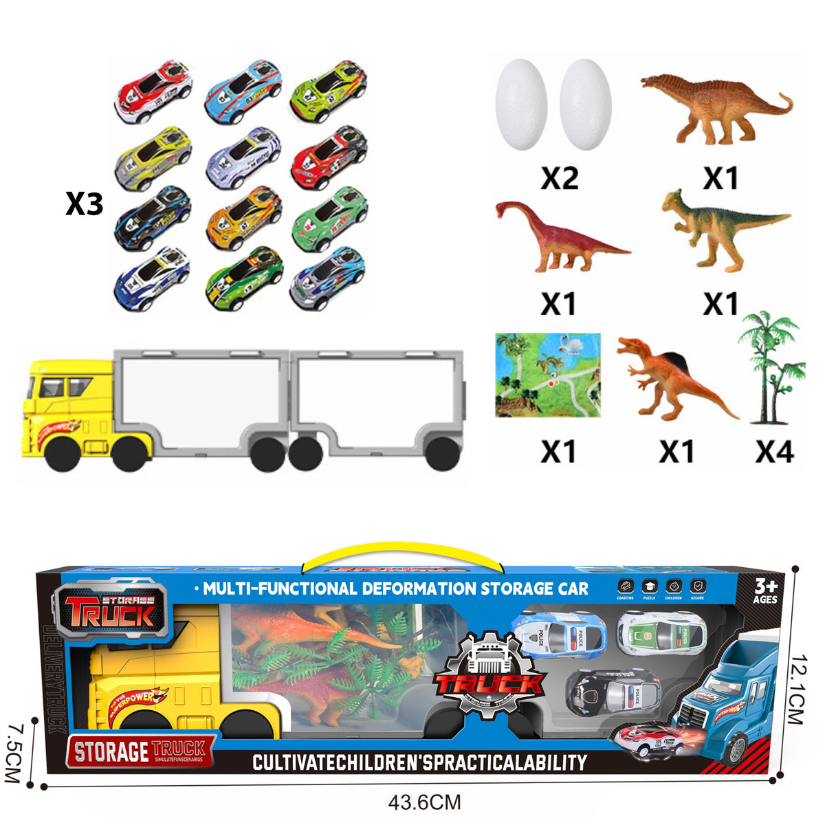 Woopie Truck Transporter 2in1 Dinosaur Set + modell