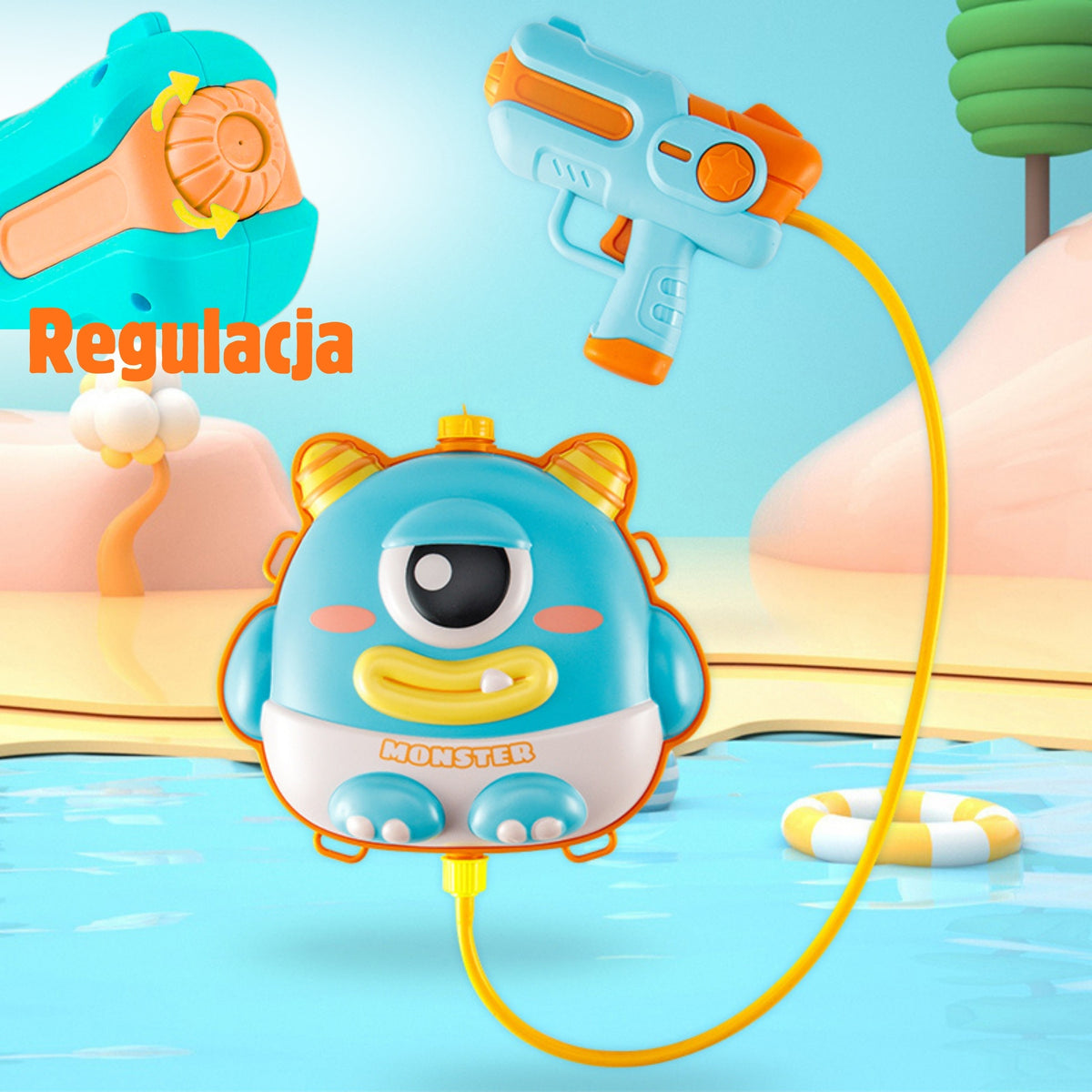 Woopie Wasserpistole mit Rucksack Ufo Monster – Fassungsvermögen 2,1 l