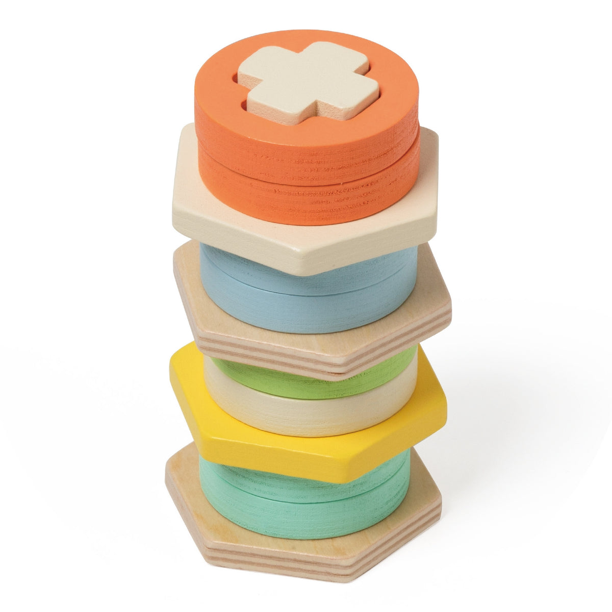 Torre de quebra-cabeça clássica do mundo Montessori em formato e classificador de cores