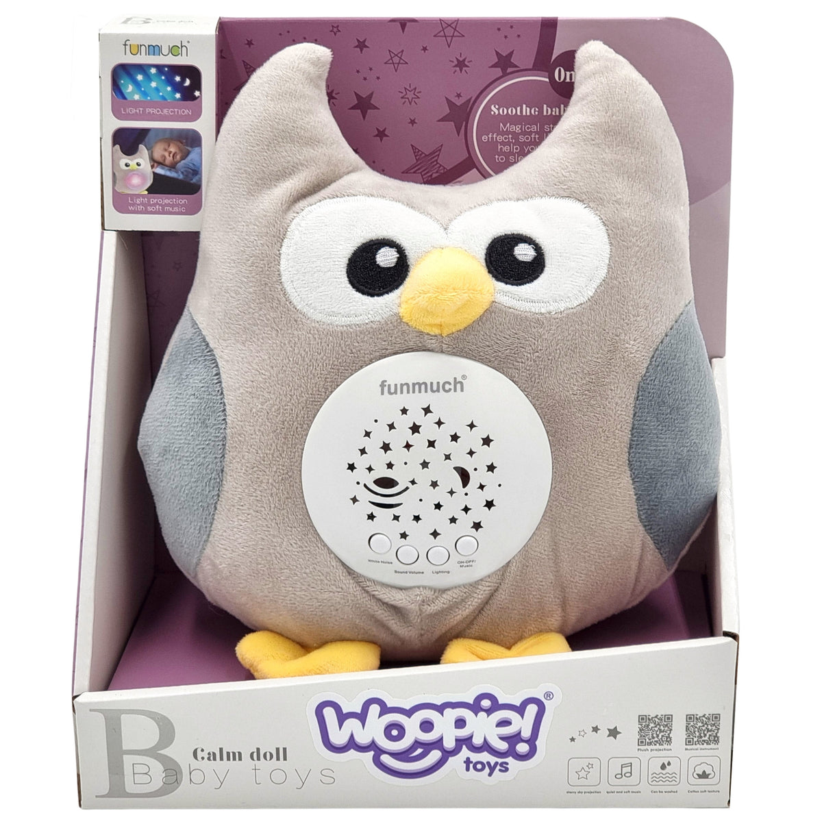 Projecteur hibou 2 en 1 Woopie Baby - 10 berceuses