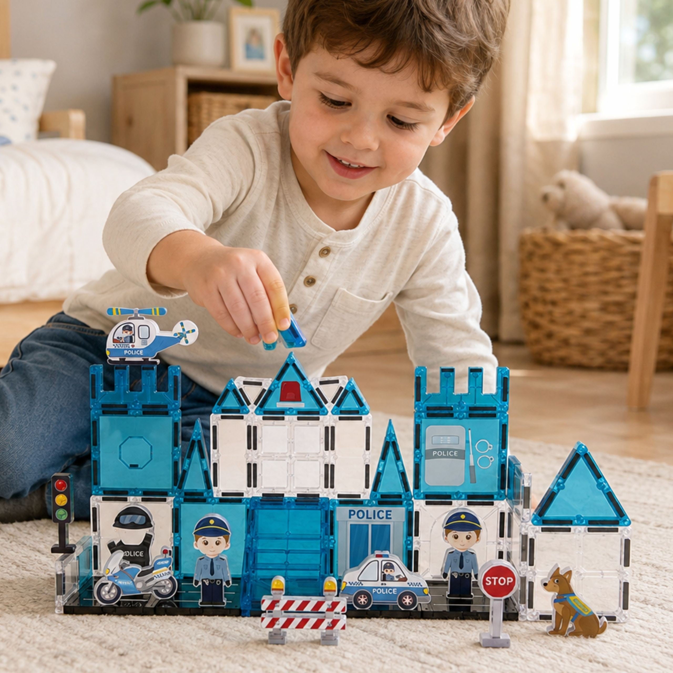 Woopie Magnetic Blocks 3d Police Station Set 42 Pcs.