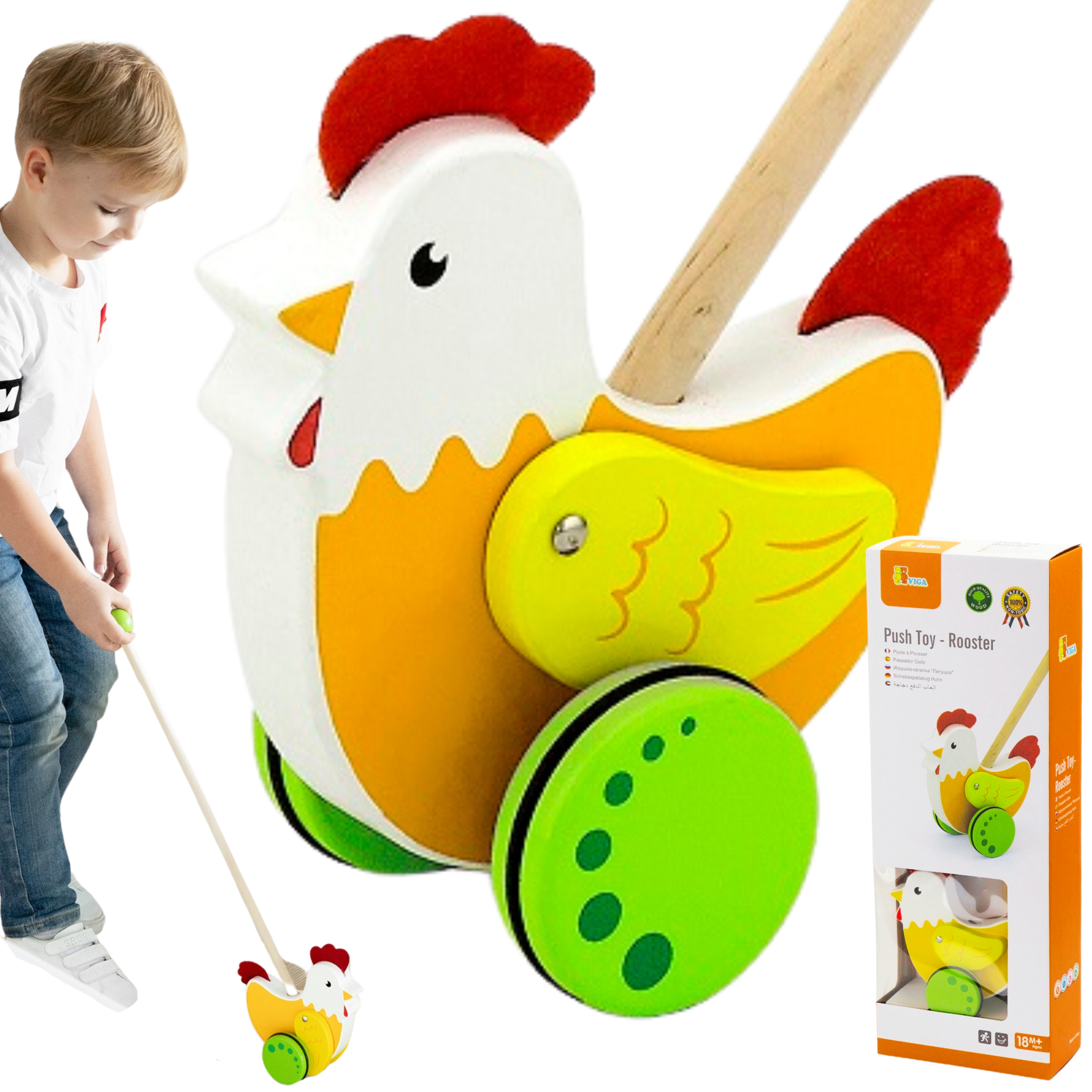 Viga Wooden Educational Pusher Hen