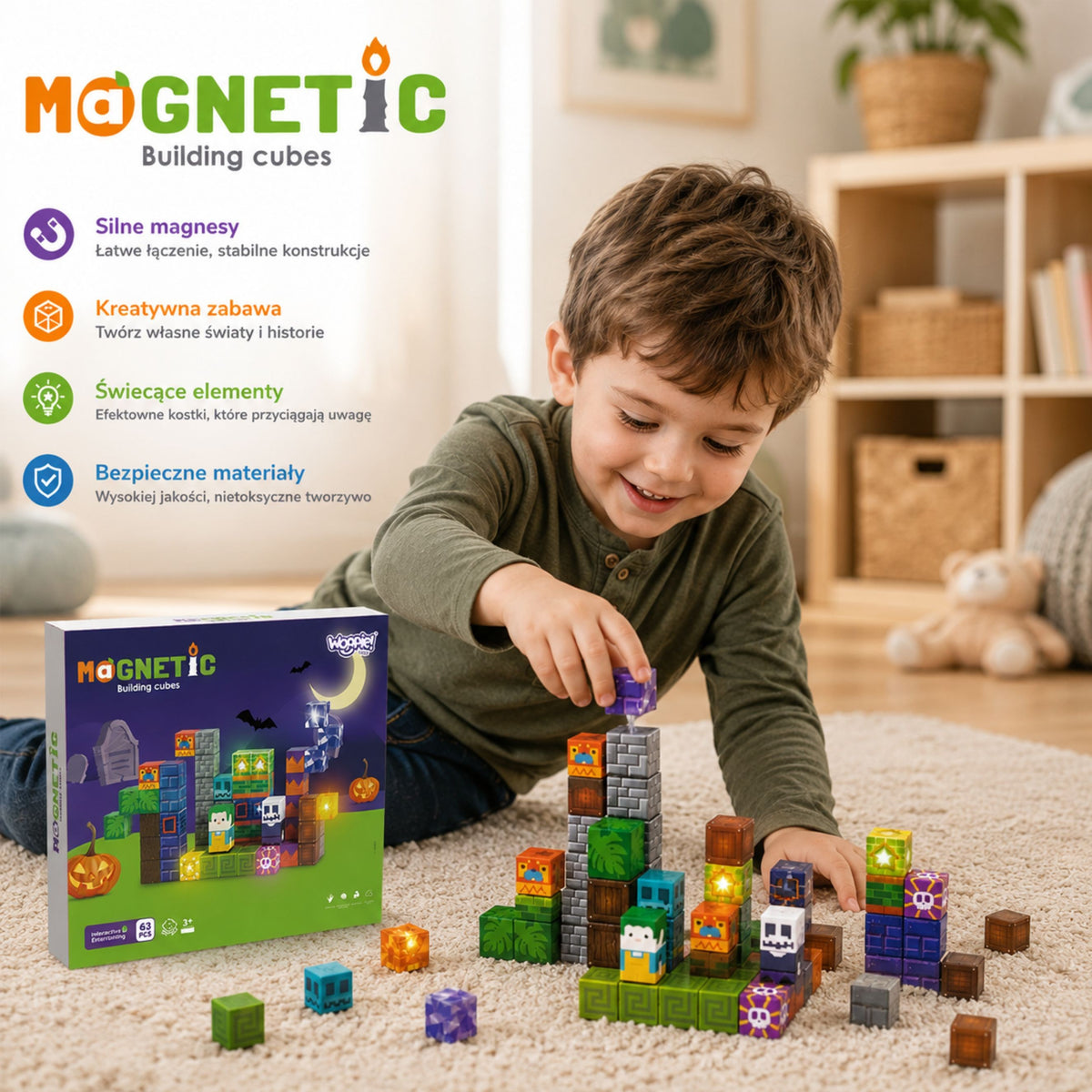 Woopie Magnetic Blocks Glowing Halloween 63 Pcs.