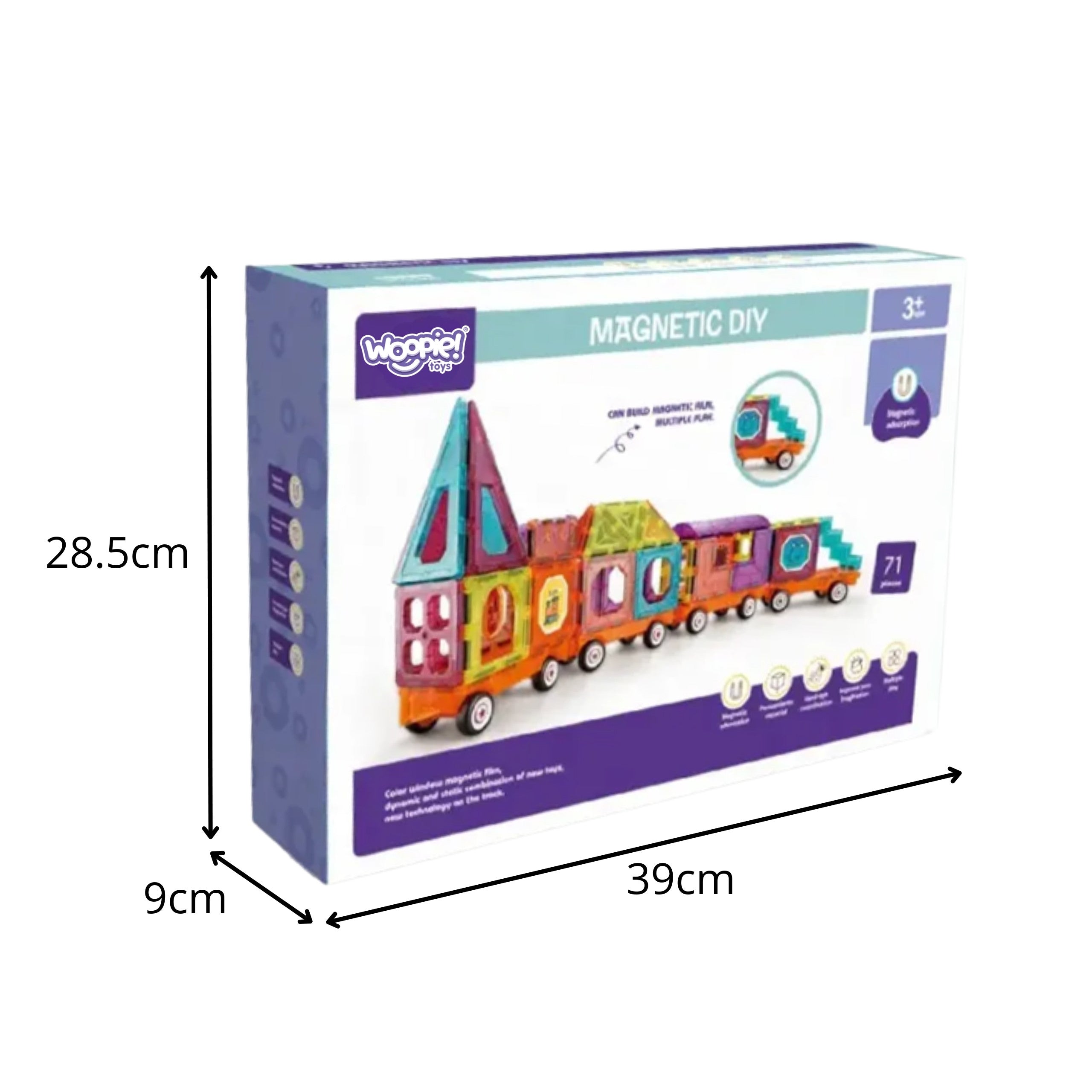 Woopie Magnetic 3d Blocks Train Set 71 Pcs.