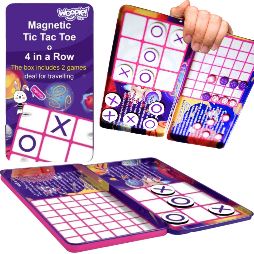 Woopie Iq Jeu de stratégie magnétique 2 en 1 Tic-tac-toe + Mini-jeu 4 en ligne