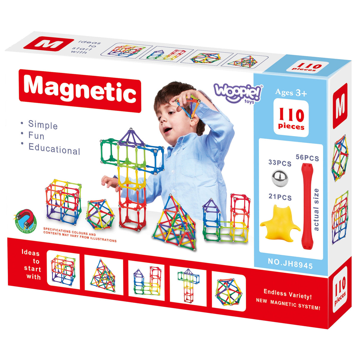 Blocuri de construcție magnetice Woopie Puzzle creativ 110 buc.