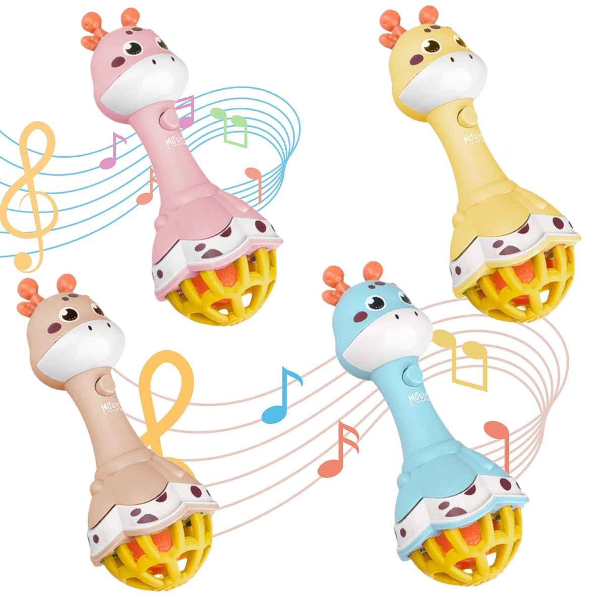 Woopie Bébé Girafe Hochet De Dentition Sensorielle Avec Musique Montessori 1 Pc.