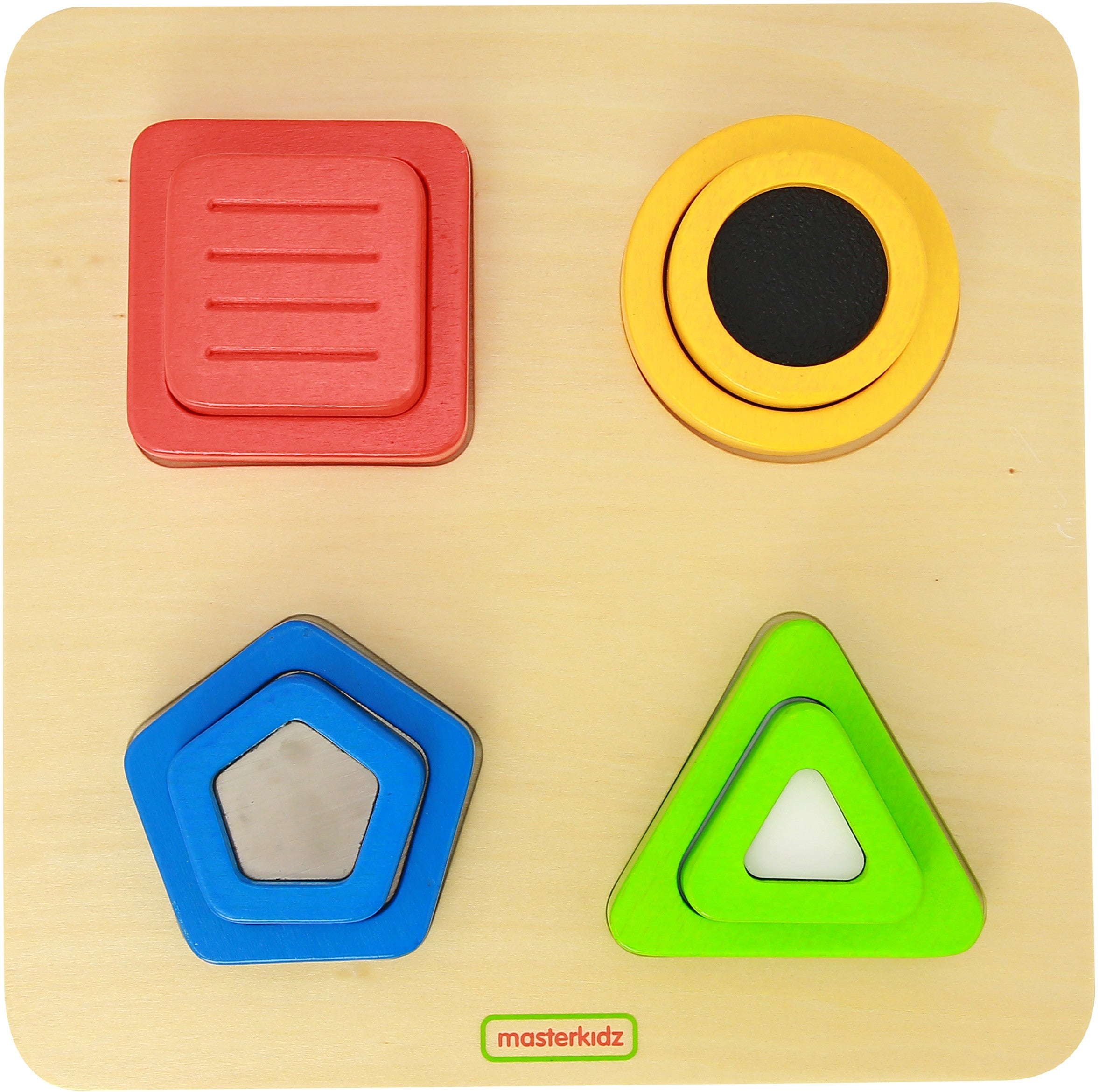 Masterkidz Clasificador de formas de textura de superficie de material Montessori de madera