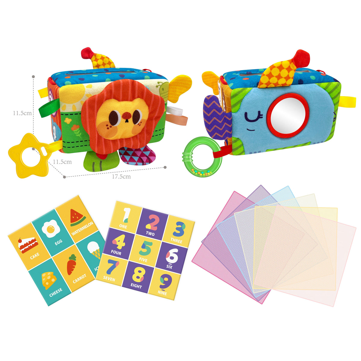 Woopie Baby Giocattolo sensoriale educativo Lady Tag Scatola per salviette