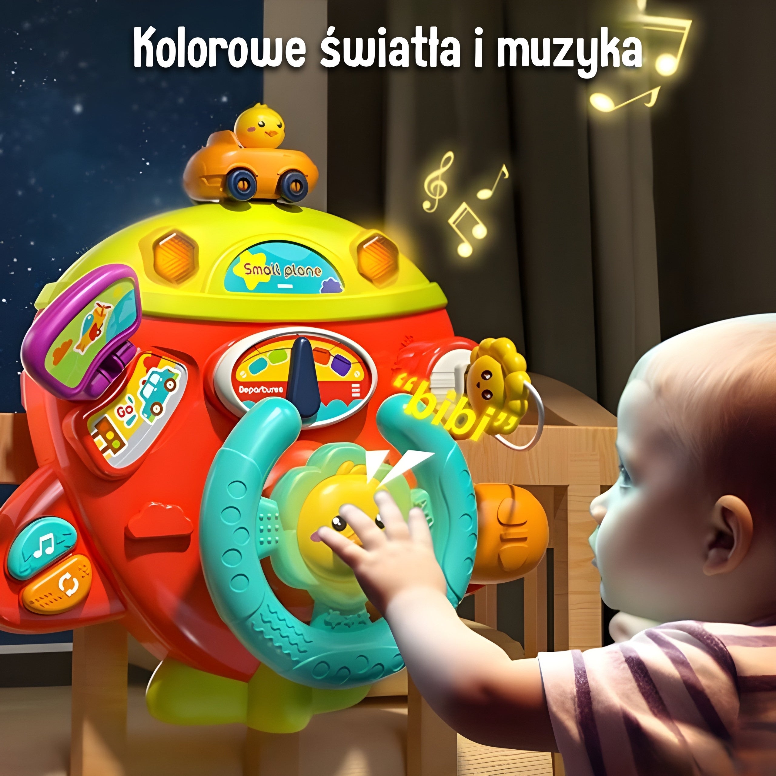 Woopie Baby Interactive Steering Wheel Flygplansfordon för Spjälsäng Barnvagn Effekter 18m+