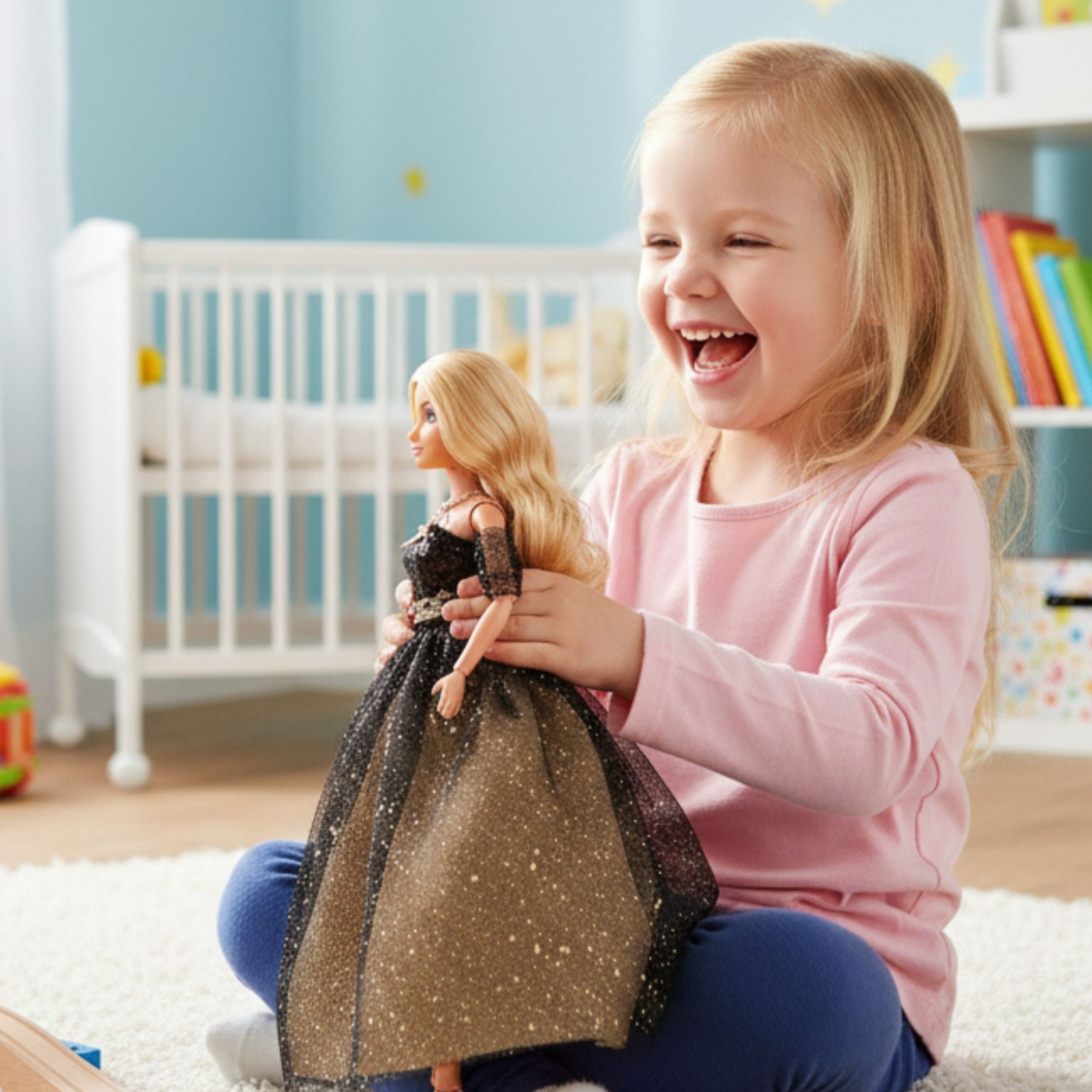 Черна бална рокля Woopie Royal Lily Doll 30 см дълга руса коса