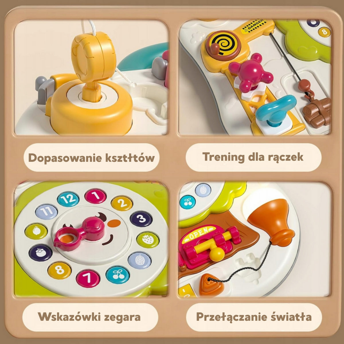 Woopie Montessori Manipulativ Sensory Interactive Board för småbarn