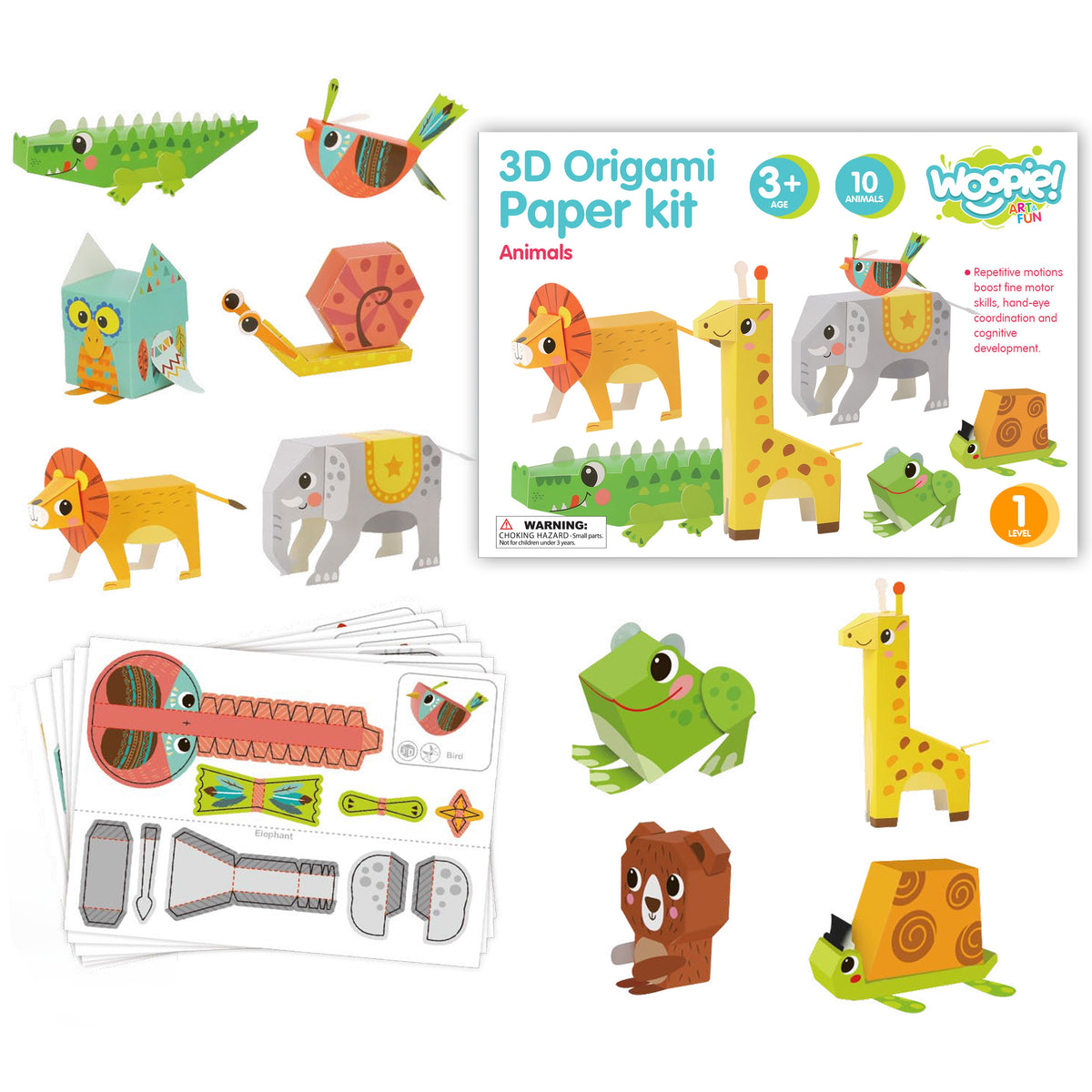 Woopie Art&fun gör-det-själv 3d Origami Creative Kit 10 djur