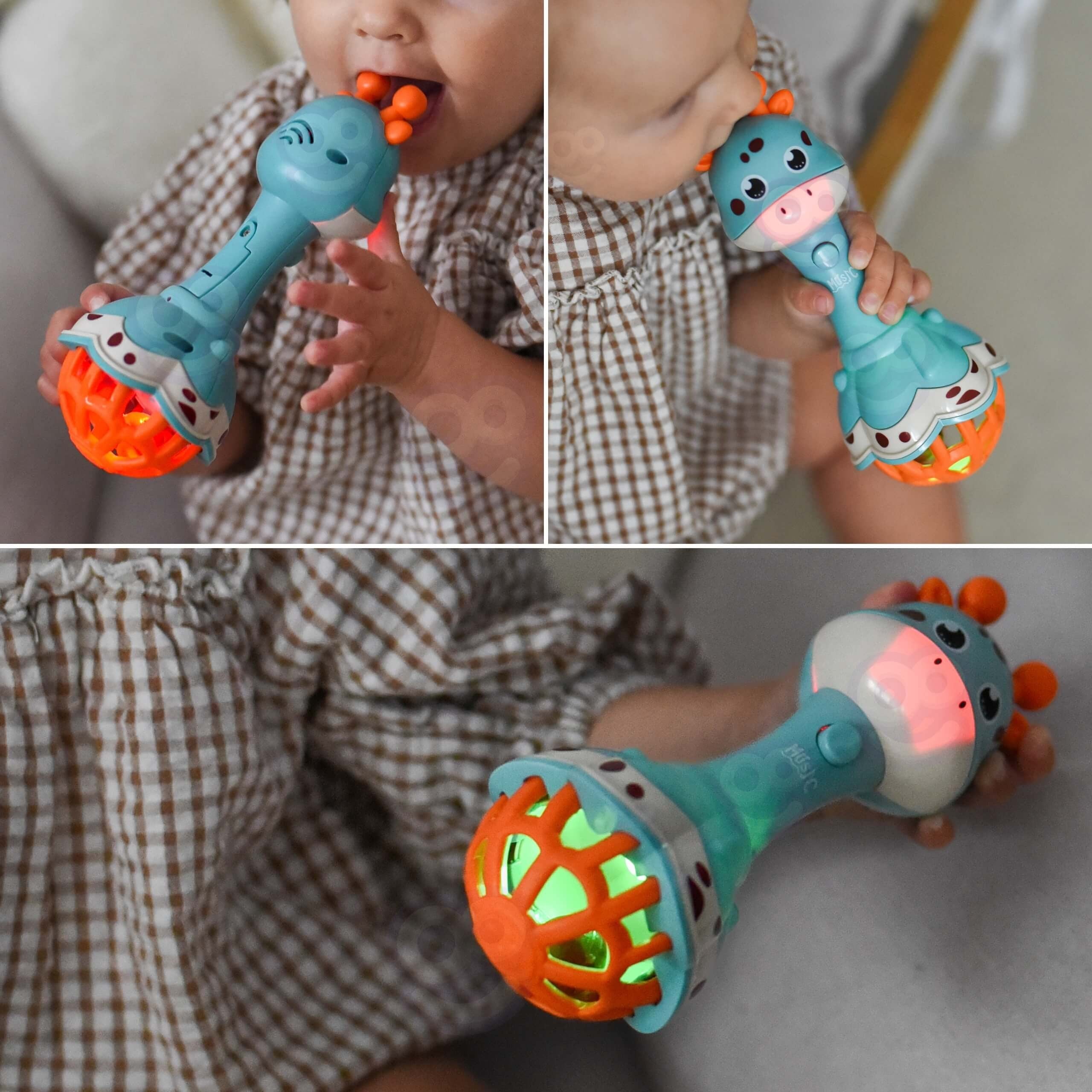 Woopie Baby Giraffe Дрънкалка Сензорна гризалка с музика Монтесори 1 бр.
